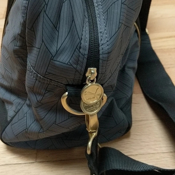 PUMA Duffle Bag Black and Grey with Gold Hardware Gym Workout - Picture 7 of 14